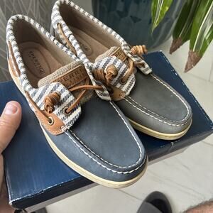 Sperry Bluefish STS91266 Women's US 6 M Boat Shoes Olive Leather Casual